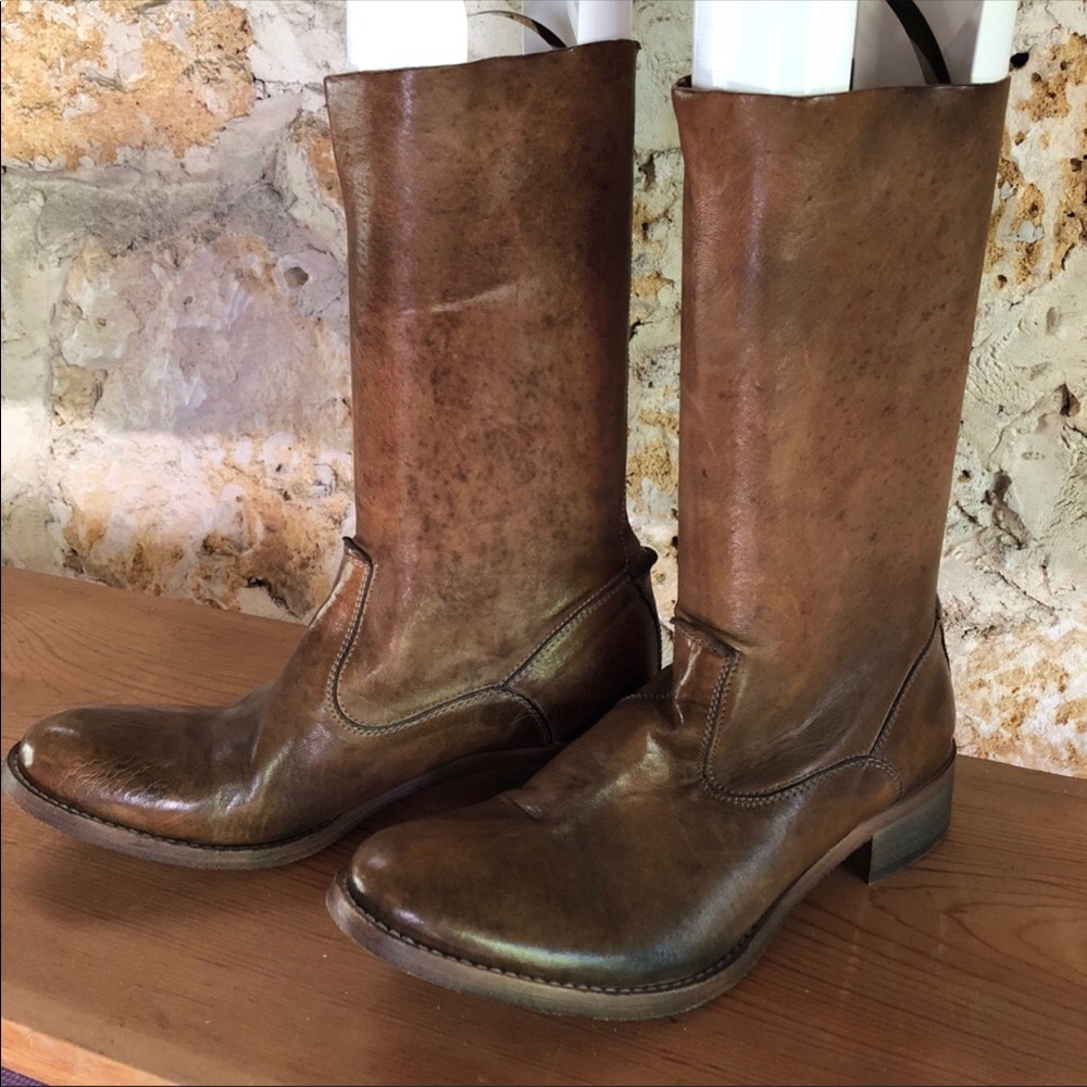 Brown leather boots